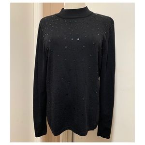 DRAPER'S AND DAMON'S BLACK LONG SLEEVE SWEATER EMBELLISHED SIZE L.